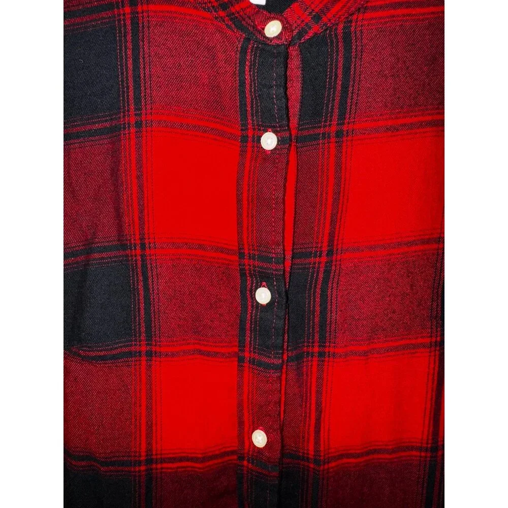 Gap Red Black Buffalo Plaid‎ Shirt Dress Small Tall Lumberjack Preppy Punk Y2K